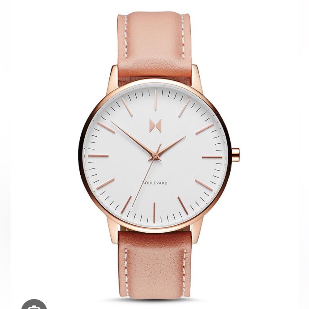 Mvmt Boulevard Leather Strap Watch, 38mm In White/pink